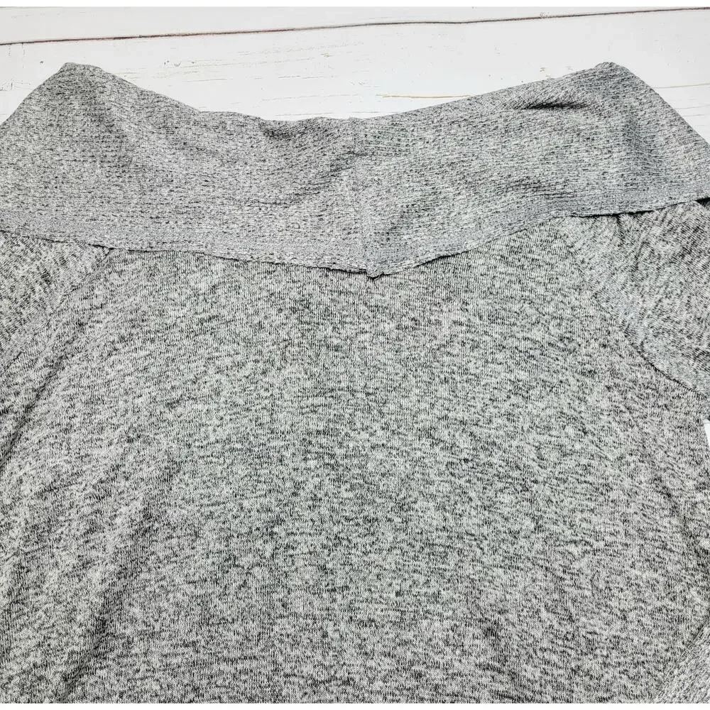 Soft Surroundings Cowl Neck Raw Hem High Low Hoodie Top Gray Marl Medium